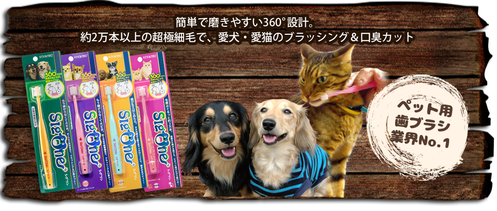 簡単で磨きやすい360°設計。約2万本以上の超極細毛で、愛犬・愛猫のブラッシング&口臭カット ペット用歯ブラシ業界No.1 360°歯ブラシ「シグワン」